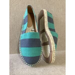 J. Crew Canvas Slip-On Espadrilles Women’s 6.5 New Navy Green AW595 Coastal